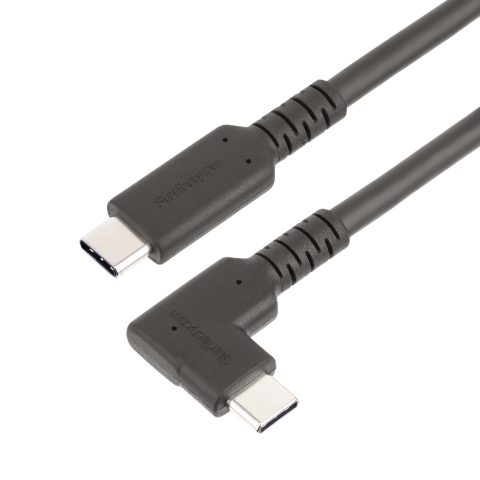 StarTech.com 6.6ft (2m) USB-C Cable, Right-Angled, USB 5Gbps, 100W (5A) Power Delivery, 4K 60Hz DP Alt Mode, Rugged USB