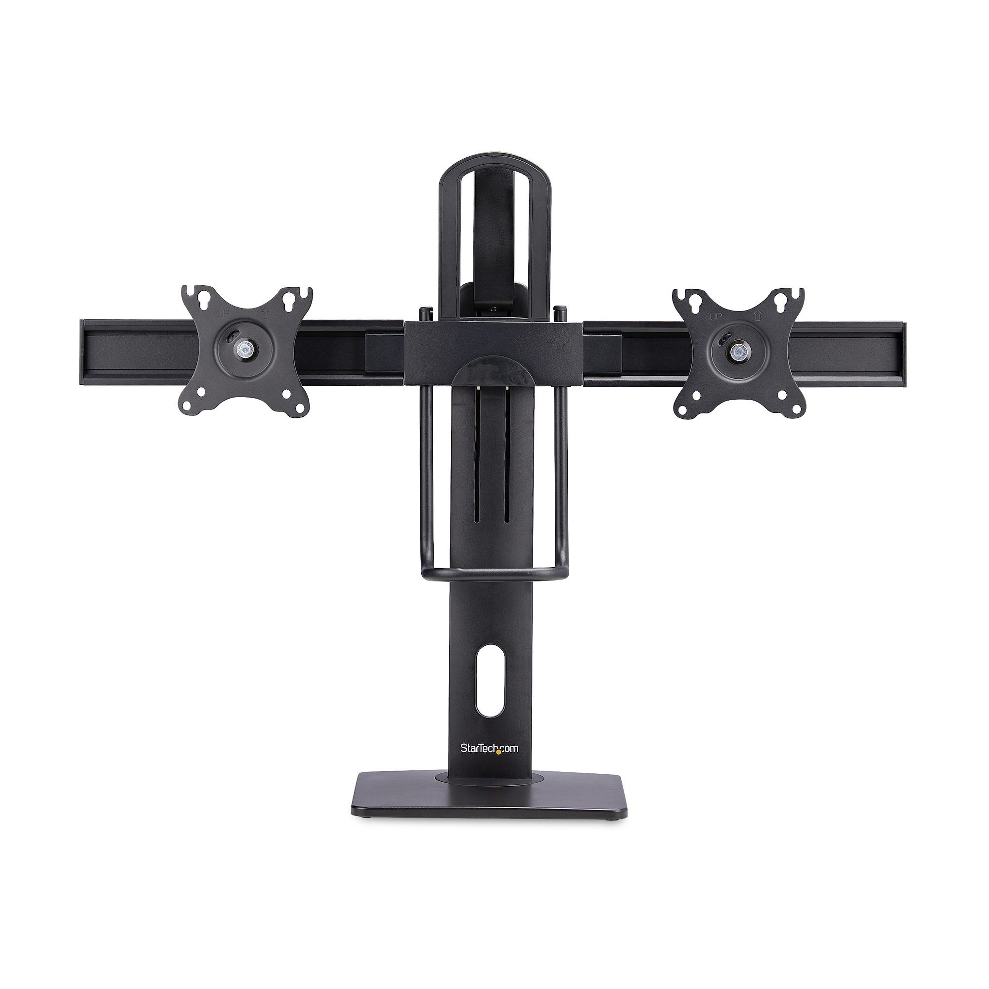 StarTech.com Crossbar Dual Monitor Desk Stand For Double 27-inch Screens, VESA Mount 75x75/100x100, Toolless Height Adju - Image 3