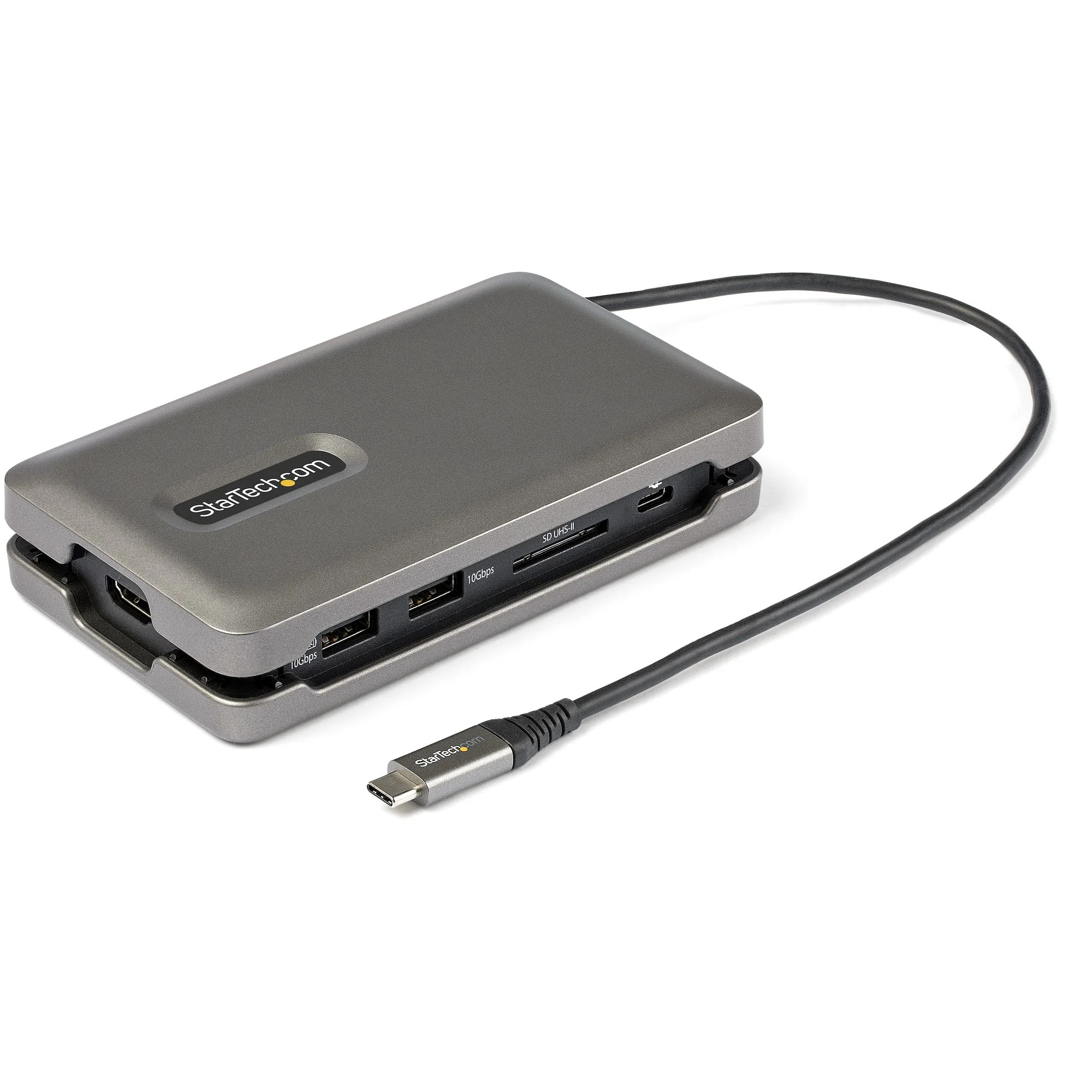 StarTech.com USB C Multiport Adapter - USB C to 4K 60Hz HDMI 2.0 - 2-Port 10Gbps USB Hub - 100W Power Delivery Pass-thro