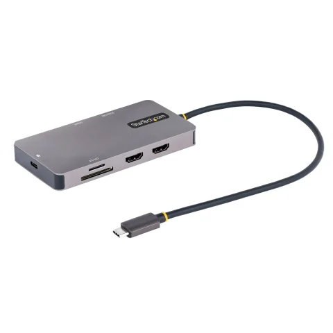 StarTech.com USB C Multiport Adapter, Dual HDMI Video, 4K 60Hz, 2Pt 5Gbps USB-A Hub, 100W Power Delivery Pass-Through/Gb