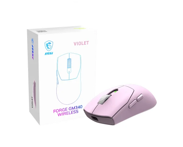 MSI Forge Gm340 Wireless Violet mouse Gaming Ambidextrous RF Wireless + Bluetooth Optical 12000 DPI