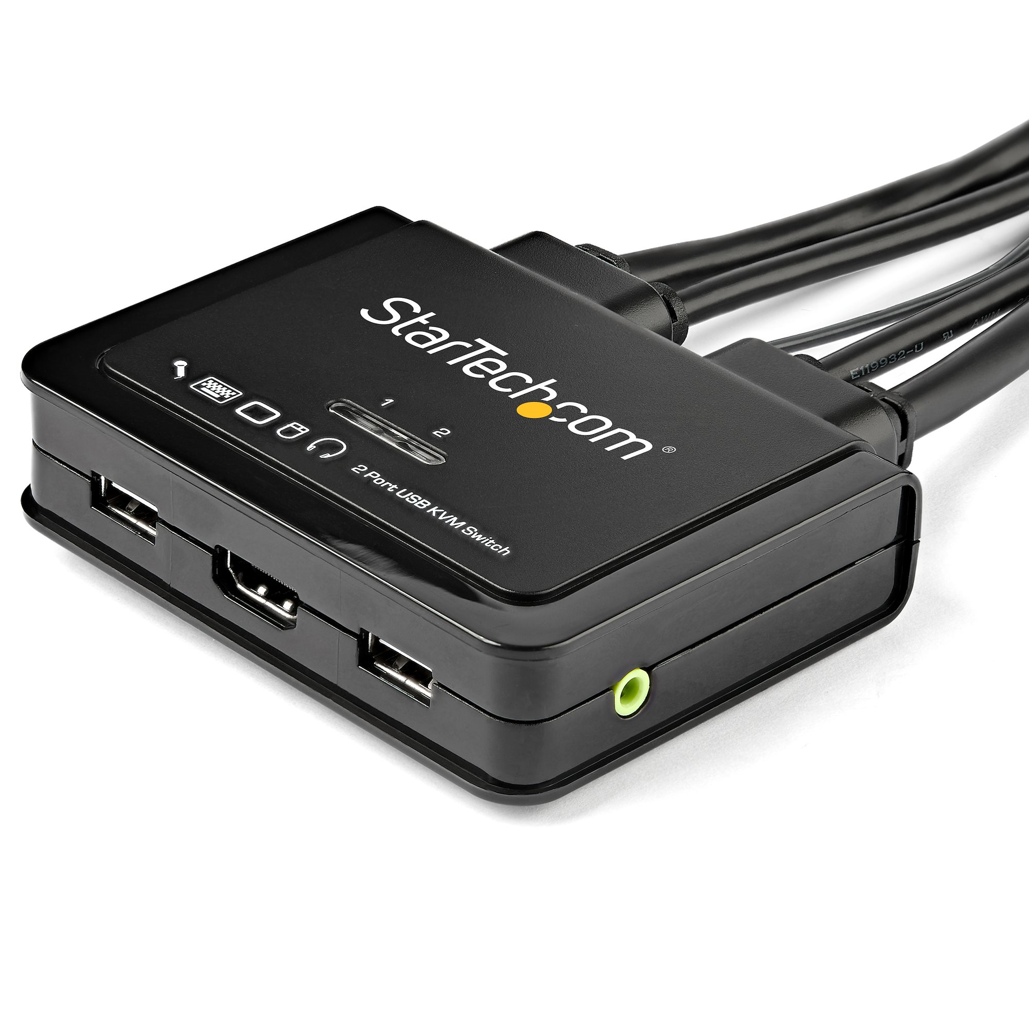 StarTech.com 2 Port HDMI KVM Switch - 4K 60Hz - Compact Dual Port UHD/Ultra HD USB Desktop KVM Switch w/Integrated 4ft C - Image 2