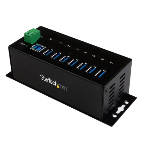 StarTech.com 7-Port USB 3.0 Hub (5Gbps) - Metal Industrial USB-A Hub with ESD Protection & 350W Surge Protection - Din R
