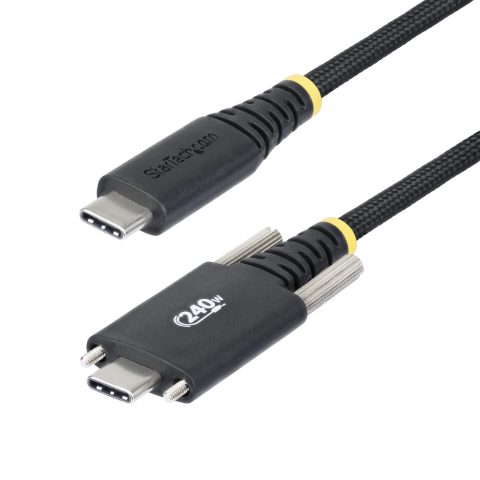 StarTech.com 6ft (2m) USB-C Charging Cable, Durable and Ultra-Flexible, Side Screw Locking, 240W (5A) PD EPR, USB 2.0 La