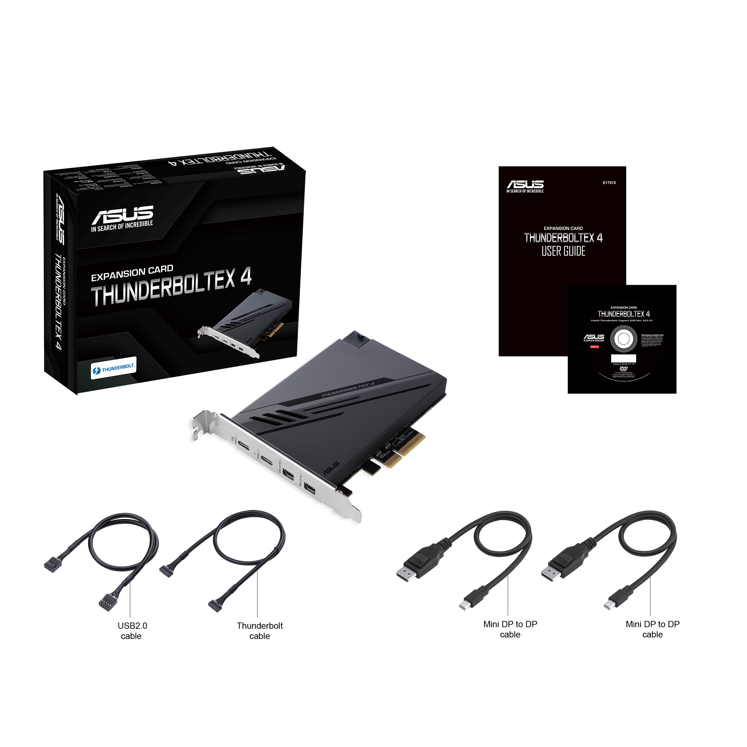 ASUS ThunderboltEX 4 interface cards/adapter Internal Mini DisplayPort, PCIe, Thunderbolt, USB 2.0, USB 3.2 Gen 2 (3.1 G - Image 3