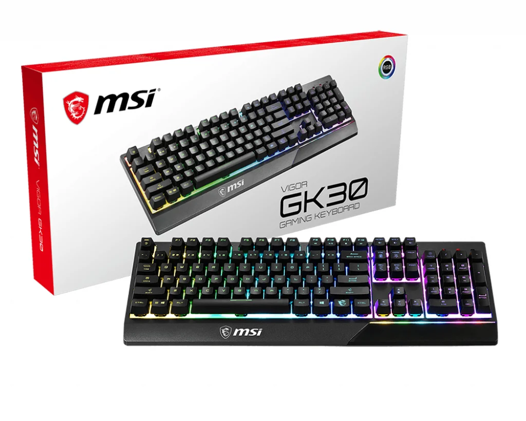 MSI VIGOR GK30 RGB MEMchanical Gaming Keyboard ' UK Layout, MECH. Membrane switches, 6-Zone RGB Lighting, RGB Mystic Lig