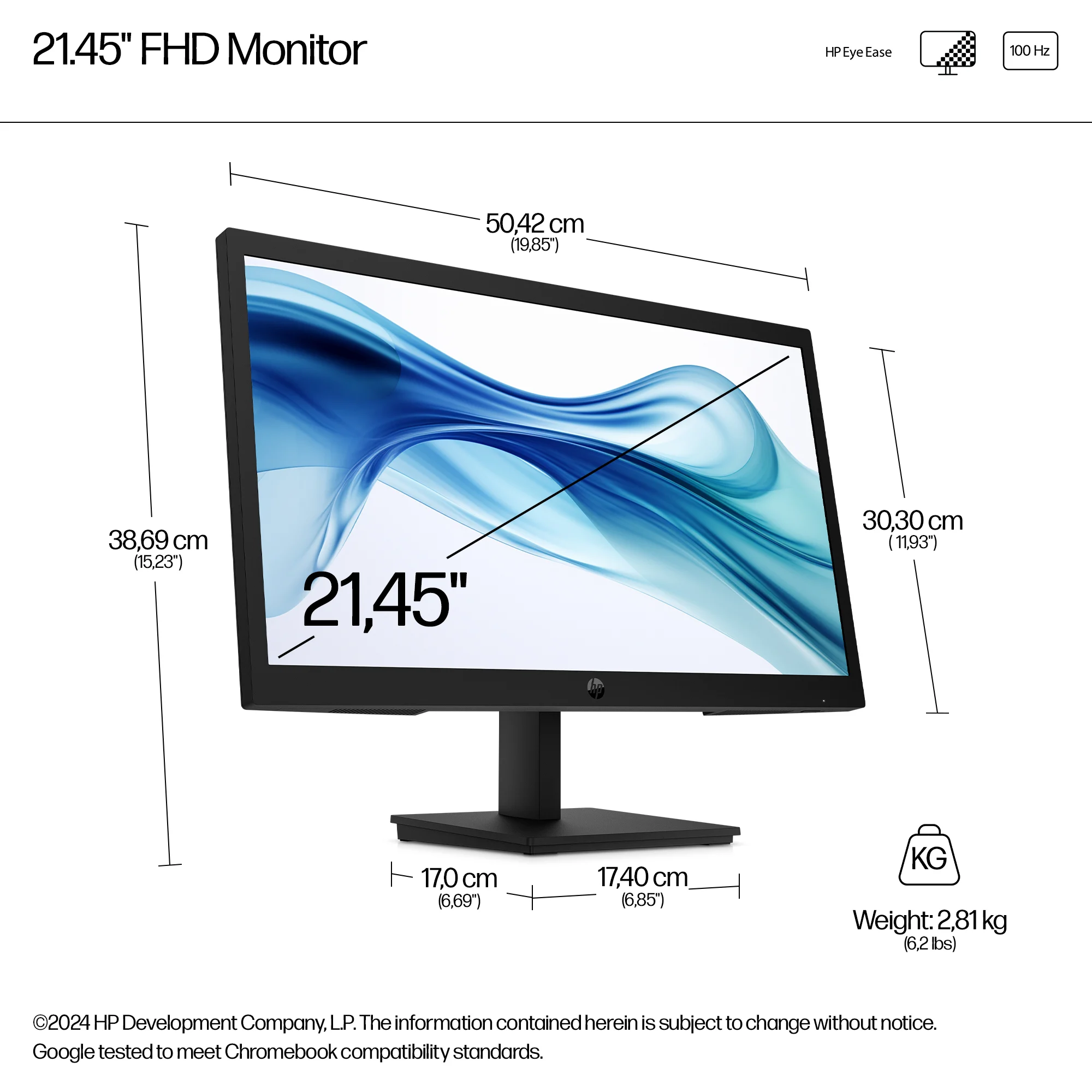 HP Series 3 Pro 21.45 inch FHD Monitor - 322pv - Image 3