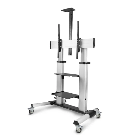 StarTech.com Rolling TV Cart/Stand On Wheels For 60-100inch Flat Screens Up To 220lb (100kg), Height Adjustment via Hand