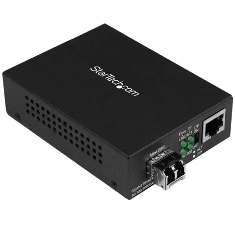 StarTech.com Multi-Mode (MM) LC Fiber Media Converter for 10/100/1000 Networks, Standalone Gigabit Ethernet to LC Conver