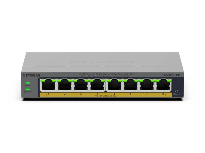 NETGEAR GS108EPP Unmanaged Gigabit Ethernet (10/100/1000) Power over Ethernet (PoE) Desktop/Wall-Mounting Grey - Image 2