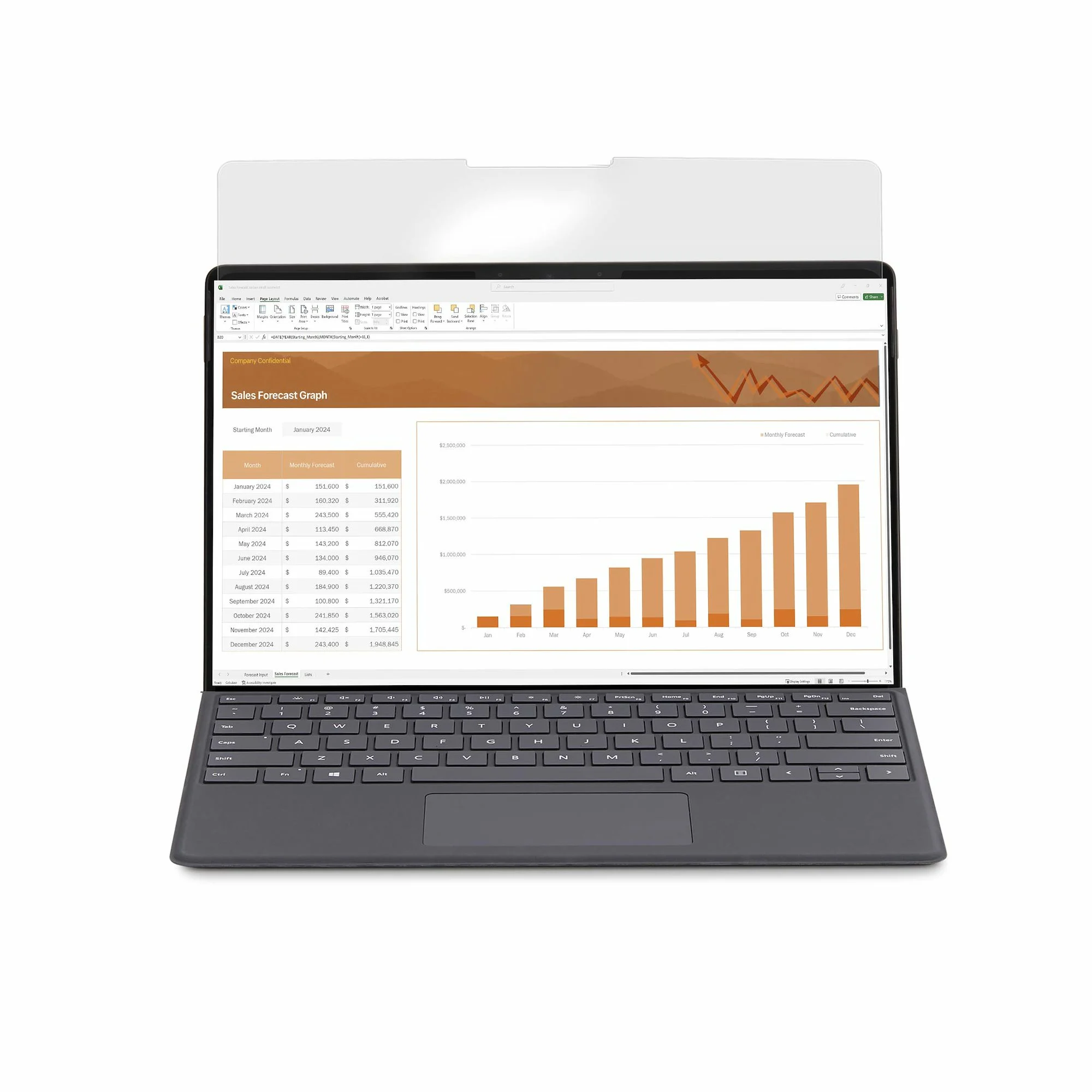 StarTech.com 4-Way 12.4in Surface Laptop Go 1/2/3 Privacy Screen Filter, Portrait/Landscape, Touch-Enabled, +/- 30 Deg. - Image 3