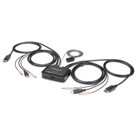 StarTech.com 2 Port DisplayPort KVM Switch - 4K 60Hz - Compact Dual Port UHD DP 1.2 USB Desktop KVM Switch with 4ft Cabl