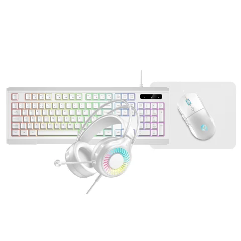 VIDA GAMER WHT 4IN1 USB KB MS HS KIT keyboard Mouse included Gaming QWERTY UK English White
