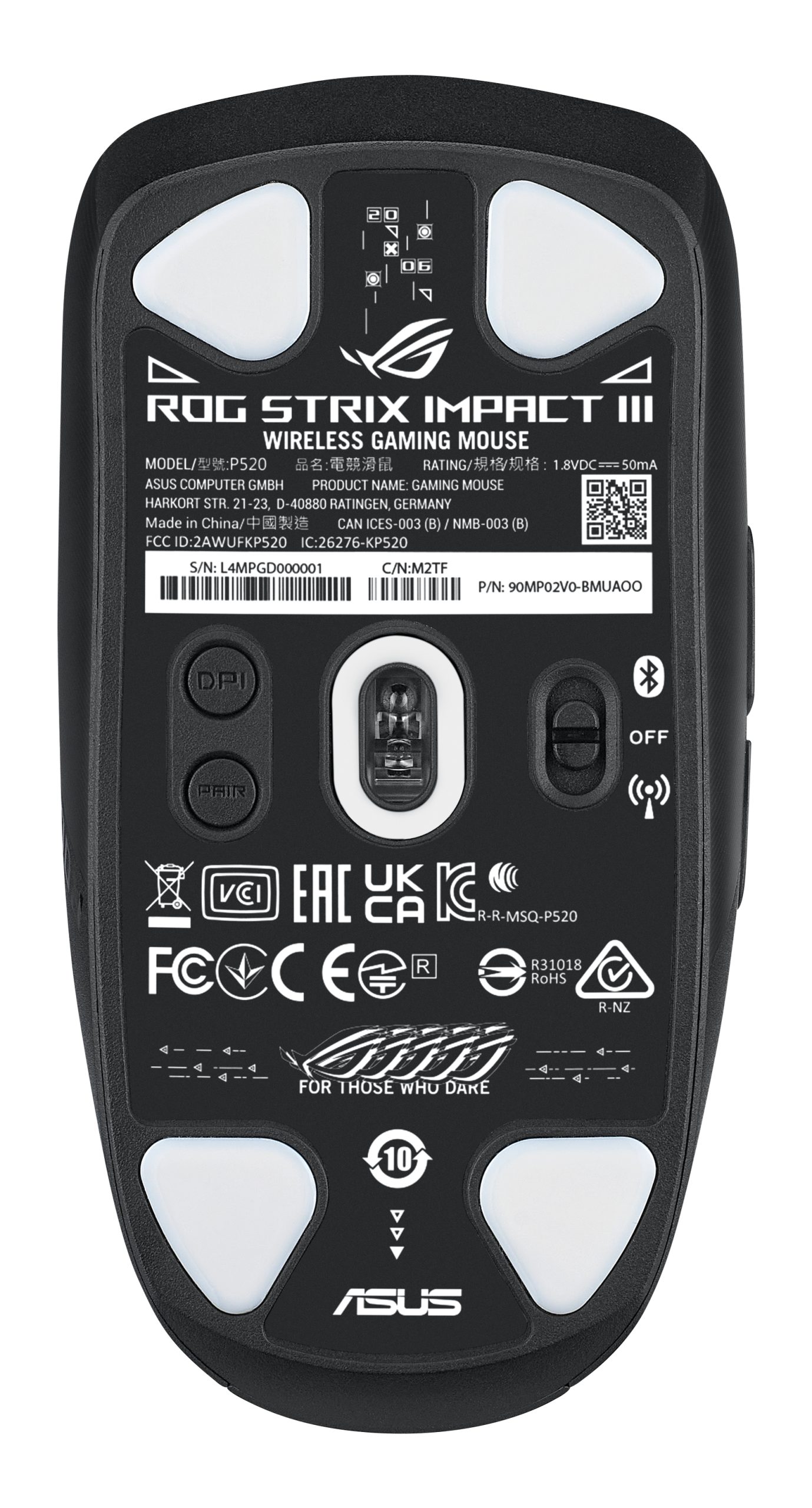ASUS ROG Strix Impact III Wireless mouse Gaming Ambidextrous RF Wireless + Bluetooth Optical 36000 DPI - Image 2