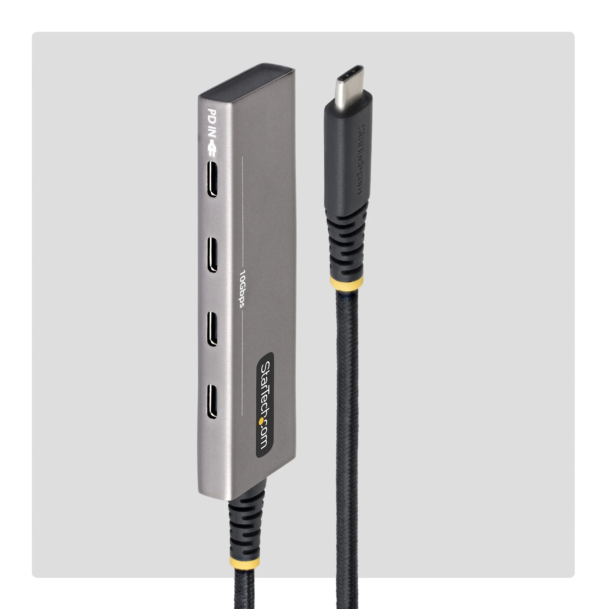 StarTech.com 4-Port USB-C Hub, 10Gbps, 100W PD Charging, 4x USB-C Ports, Overcurrent Protection, PCR Aluminum, For MacBo - Image 2