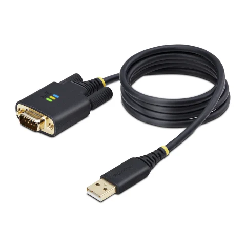 StarTech.com 3.3ft (1m) USB to Serial Adapter Cable, COM Retention, Interchangeable Screws/Nuts, USB-A to DB9 RS232, FTD