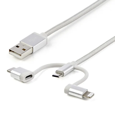 StarTech.com 1 m (3 ft.) USB Multi Charging Cable - USB to Micro-USB or USB-C or Lightning for iPhone / iPad / iPod / An