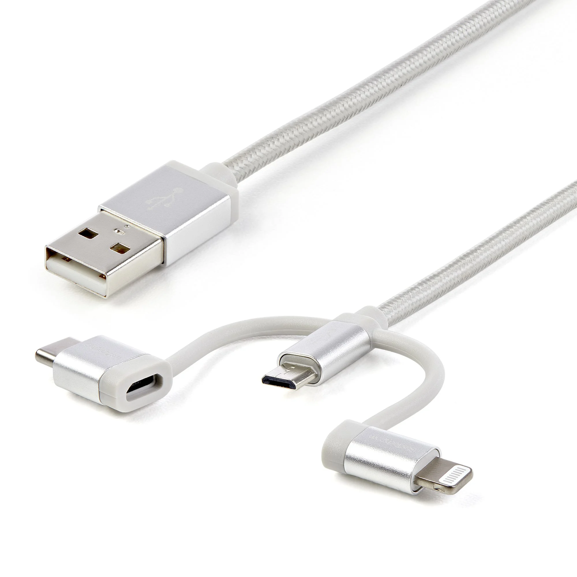 StarTech.com 1 m (3 ft.) USB Multi Charging Cable - USB to Micro-USB or USB-C or Lightning for iPhone / iPad / iPod / An