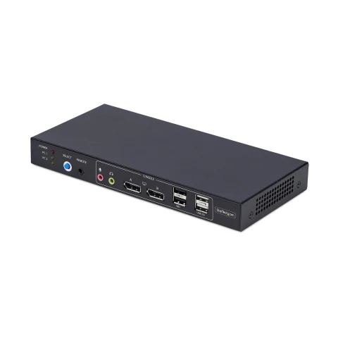 StarTech.com 2-Port Dual-Monitor DisplayPort KVM Switch with Dual View Video Matrix, 4K 60Hz, 4x USB Hub Ports, Hotkey S