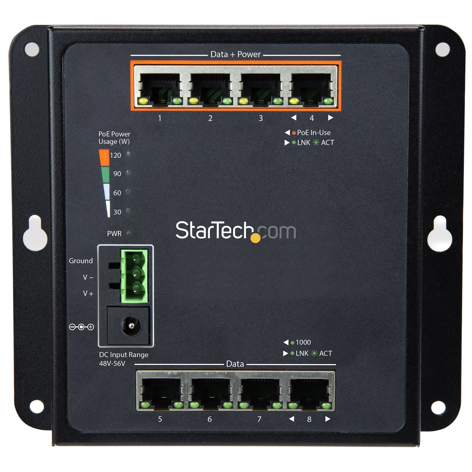 StarTech.com Industrial 8 Port Gigabit PoE Switch - 4 x PoE+ 30W - Power Over Ethernet - Hardened GbE Layer/L2 Managed S - Image 3