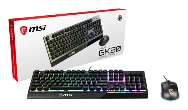 MSI VIGOR GK30 COMBO RGB MEMchanical Gaming Keyboard + Clutch GM11 Gaming Mouse ' UK Layout, 6-Zone RGB Lighting Keyboar