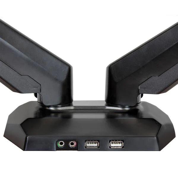 StarTech.com Desk Mount Dual Monitor Arm with USB & Audio, Desk Clamp VESA Mount for up to 32" (17.6lb/8kg) Displays, Er - Image 2