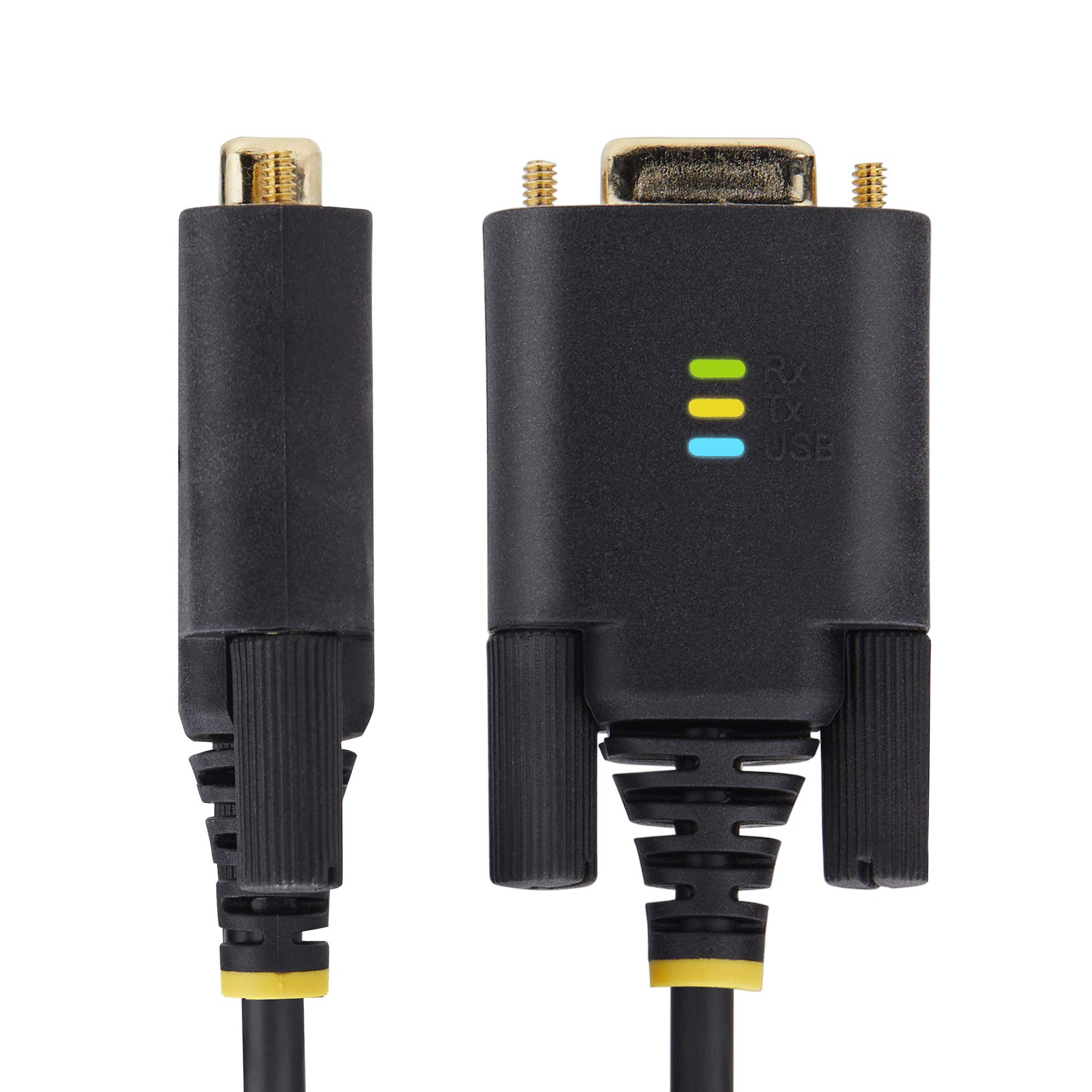 StarTech.com 6.6ft (2m) USB to Null Modem Serial Adapter Cable, COM Retention, FTDI, USB-A to DB9 RS232, Interchangeable - Image 2
