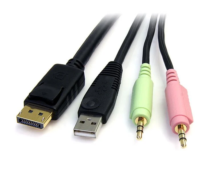 StarTech.com 6ft 4-in-1 USB DisplayPort KVM Switch Cable w/ Audio & Microphone - Image 2