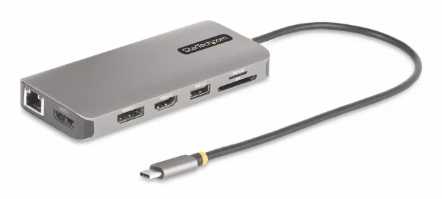 StarTech.com USB-C Triple-Monitor Multiport Adapter, Dual 4K 60Hz + 4K 30Hz HDMI & DisplayPort, 4-Port USB Hub, 100W PD