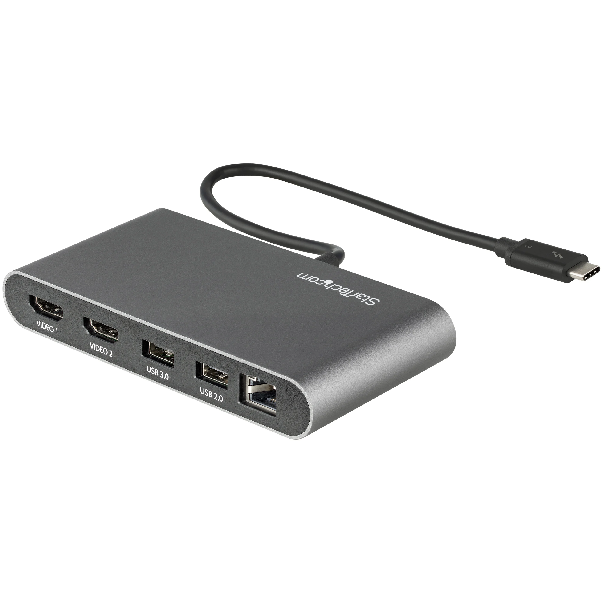 StarTech.com Dual-Monitor Thunderbolt Mini Dock, 4K 60Hz HDMI, Driverless Hub for Windows & Mac, Gigabit Ethernet, 1 x U