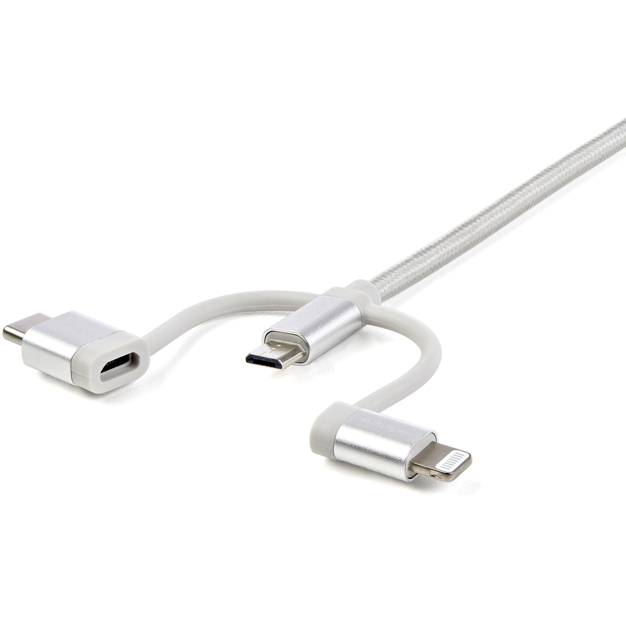 StarTech.com 1 m (3 ft.) USB Multi Charging Cable - USB to Micro-USB or USB-C or Lightning for iPhone / iPad / iPod / An - Image 3