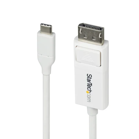 StarTech.com 6ft (2m) USB-C to DisplayPort 1.2 Cable, Bidirectional, 4K 60Hz, White Video Adapter Cord for Apple MacBook