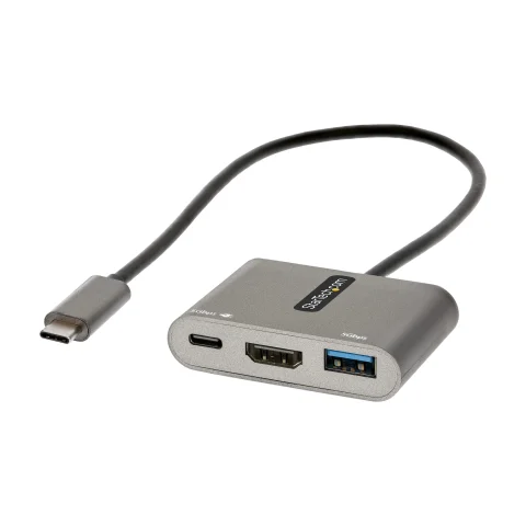 StarTech.com USB C Multiport Adapter, USB-C to HDMI 4K Video, 100W PD Pass-Through, USB 3.0 Hub 5Gbps (1xType-C/1xA), US