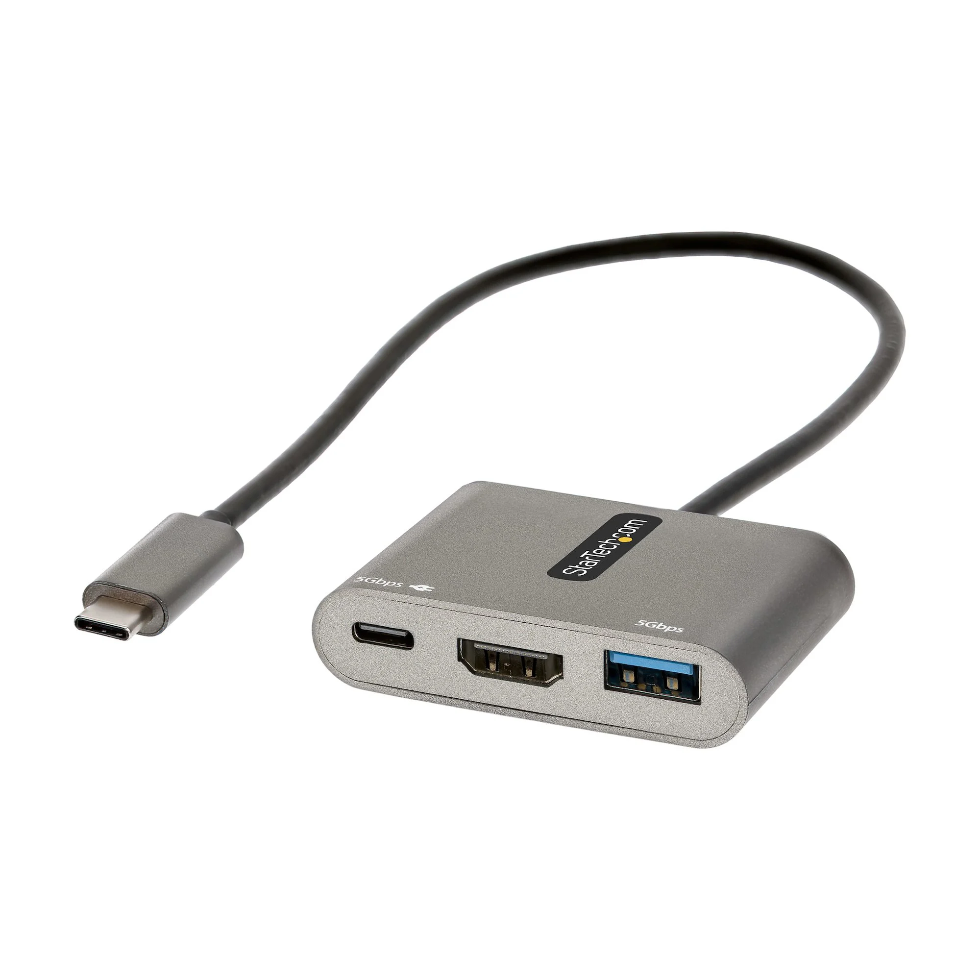 StarTech.com USB C Multiport Adapter, USB-C to HDMI 4K Video, 100W PD Pass-Through, USB 3.0 Hub 5Gbps (1xType-C/1xA), US