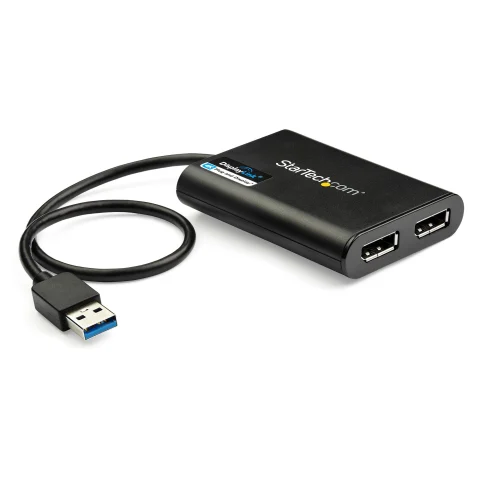 StarTech.com USB 3.0 to Dual DisplayPort Adapter, 4K 60Hz, DisplayLink Certified, USB to Dual DP Display Adapter, Dual D