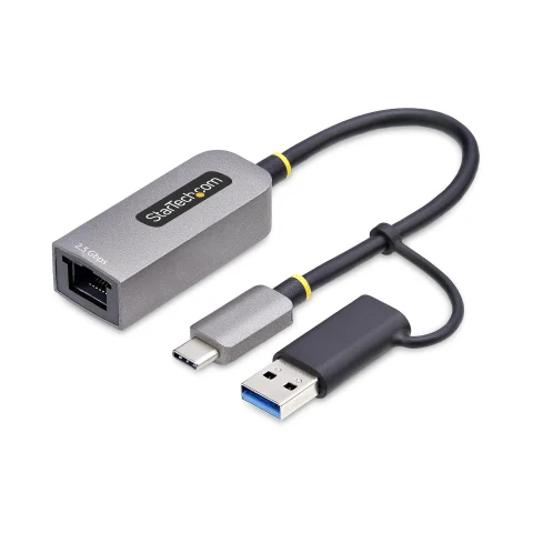 StarTech.com 2.5GbE USB-C to Ethernet Adapter with USB-A Converter, NBASE-T NIC, USB 3.0 Type-C 2.5/1G Multi Speed Netwo