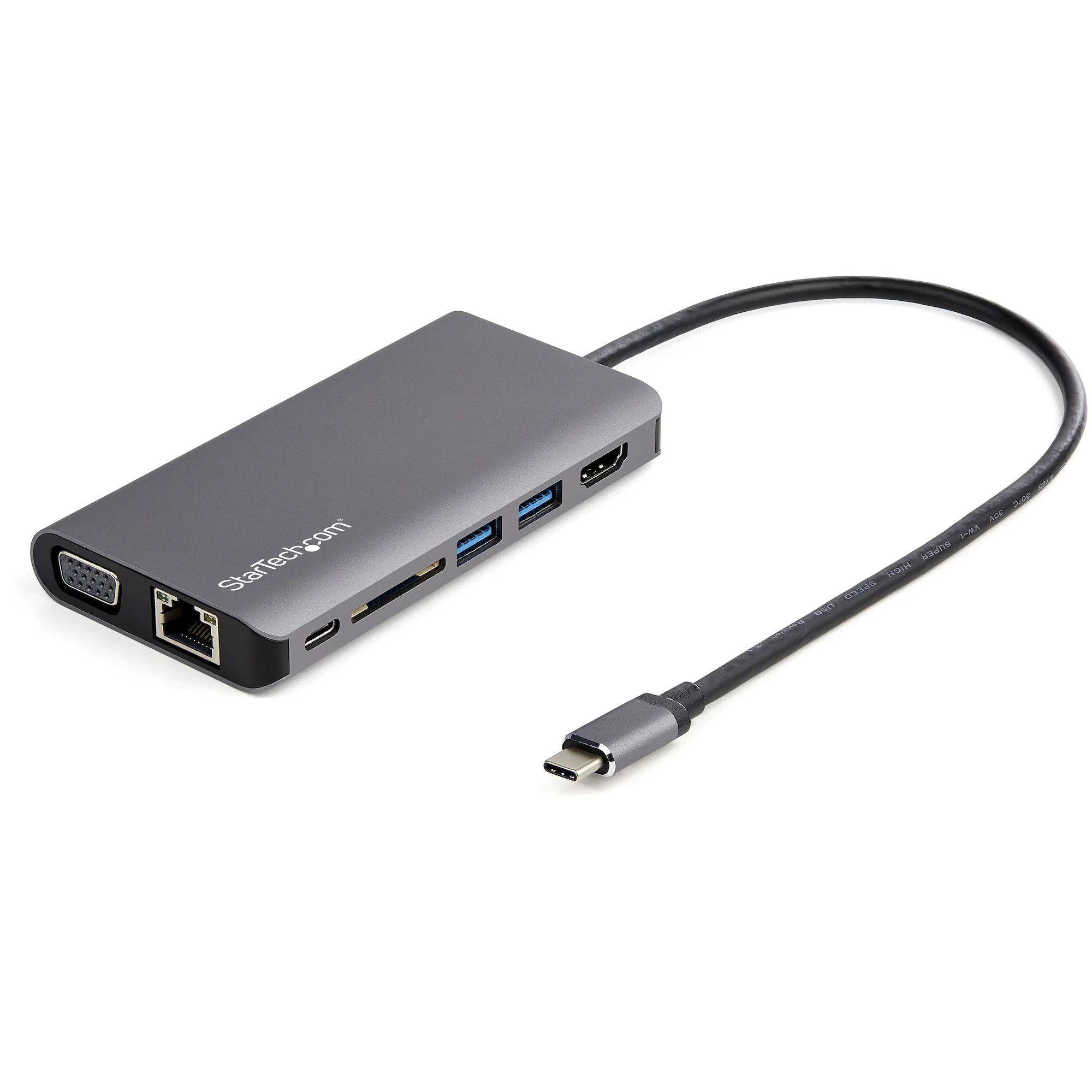 StarTech.com USB C Multiport Adapter - USB-C Mini Travel Dock w/ 4K HDMI or 1080p VGA - 3x USB 3.0 Hub, SD, GbE, Audio,