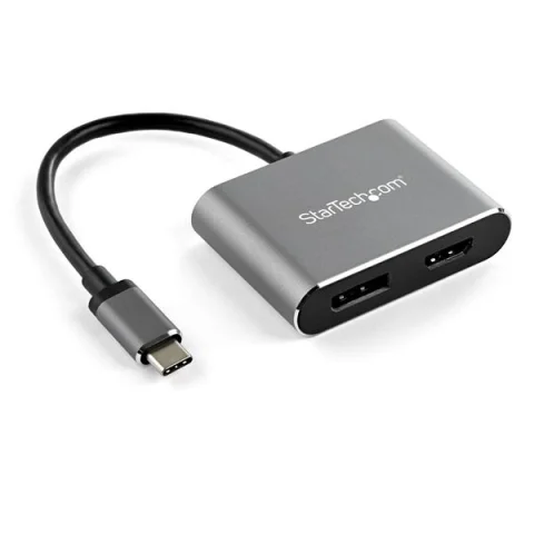 StarTech.com USB C Multiport Video Adapter - 4K 60Hz USB-C to HDMI 2.0 or DisplayPort 1.2 Monitor Adapter - USB Type-C 2