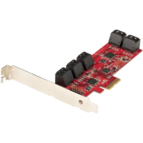 StarTech.com SATA PCIe Card - 10 Port PCIe SATA Expansion Card - 6Gbps - Low/Full Profile - Stacked SATA Connectors - AS