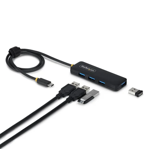StarTech.com 4-Port USB-C Hub, 5Gbps, Bus Powered, USB-C to 4x USB-A Mini Hub, Extra Long 2ft/61cm Host Cable, PCR Plast