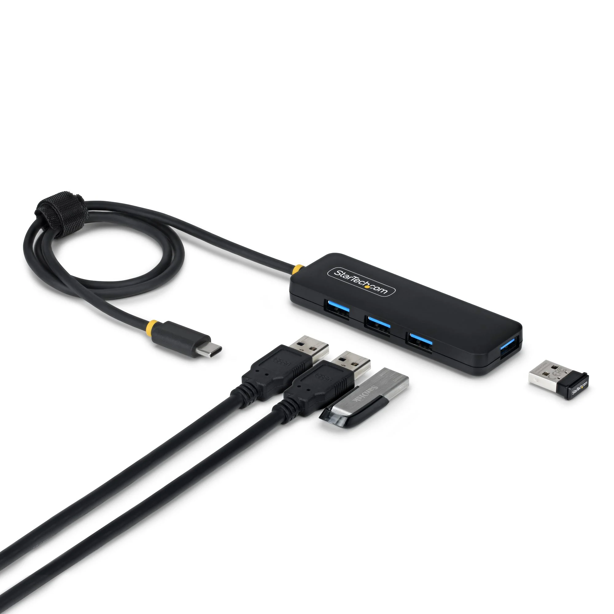 StarTech.com 4-Port USB-C Hub, 5Gbps, Bus Powered, USB-C to 4x USB-A Mini Hub, Extra Long 2ft/61cm Host Cable, PCR Plast