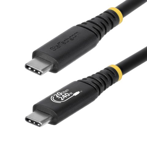 StarTech.com 2m (6ft) USB4 Cable, 20Gbps, USB-IF Certified USB-C Cable, 240W PD EPR, 4K 120Hz DP 2.1, TPE Jacket, Black