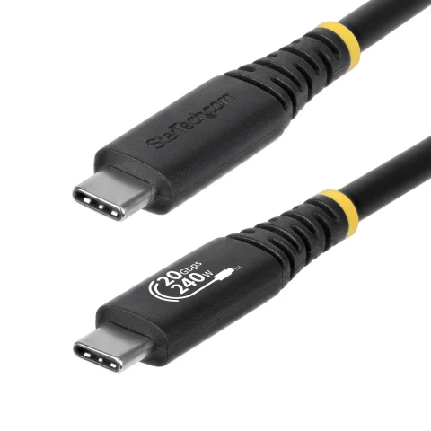 StarTech.com 2m (6ft) USB4 Cable, 20Gbps, USB-IF Certified USB-C Cable, 240W PD EPR, 4K 120Hz DP 2.1, TPE Jacket, Black