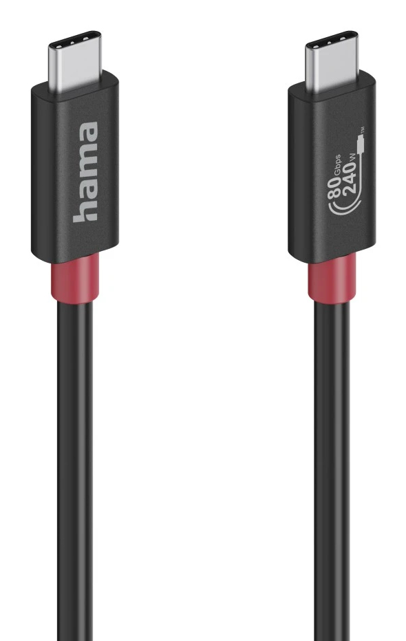 Hama USB-C Cable, E-Marker, USB4 Gen4, 80 Gbit/s, 5 A, 240 W, 1.00 m - Image 2