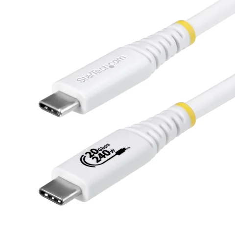 StarTech.com 2m (6ft) USB4 Cable, 20Gbps, USB-IF Certified USB-C Cable, 240W PD EPR, 4K 120Hz DP 2.1, TPE Jacket, White