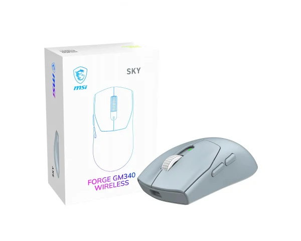 MSI Forge Gm340 Wireless Sky mouse Gaming Ambidextrous RF Wireless + Bluetooth Optical 12000 DPI