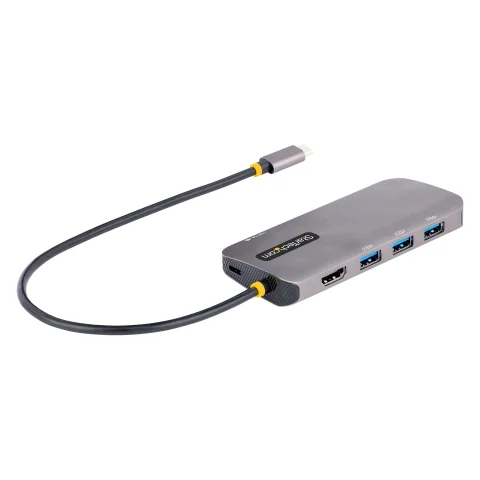StarTech.com USB C Multiport Adapter, 4K 60Hz HDMI Video, 3 Port 5Gbps USB Hub, 100W Power Delivery Pass-Through, GbE, 1