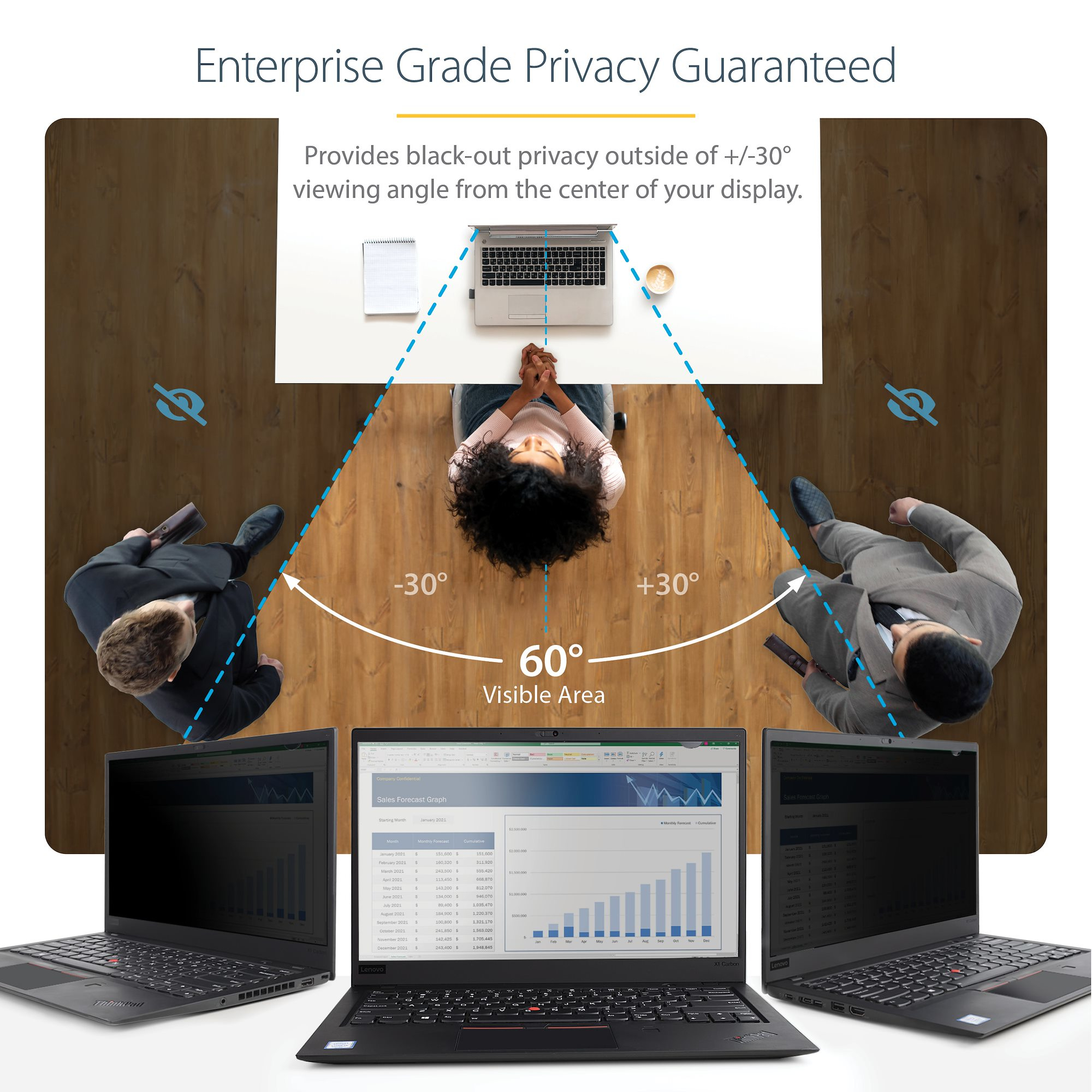 StarTech.com 17.3-inch 16:9 Laptop Privacy Filter, Anti-Glare Privacy Screen w/51% Blue Light Reduction, Notebook Screen - Image 2