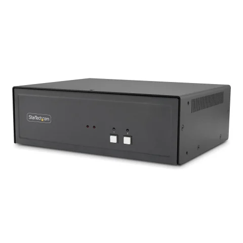 StarTech.com Secure 2-Port Dual-Monitor KVM Switch, DisplayPort, 4K 60Hz, NIAP 4.0 Desktop KVM, CAC, Metal Housing, Made