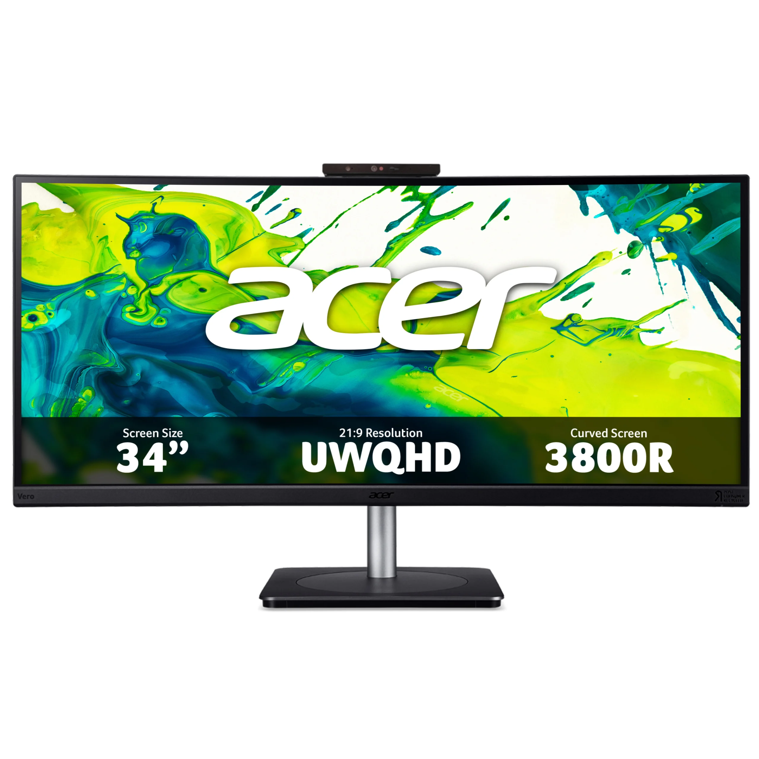 Acer CB3 Vero CB343CURD docking monitor - 34", UWQHD, 21:9 ultrawide, 3800R curve, 60Hz, AdaptiveSync, webcam, height ad